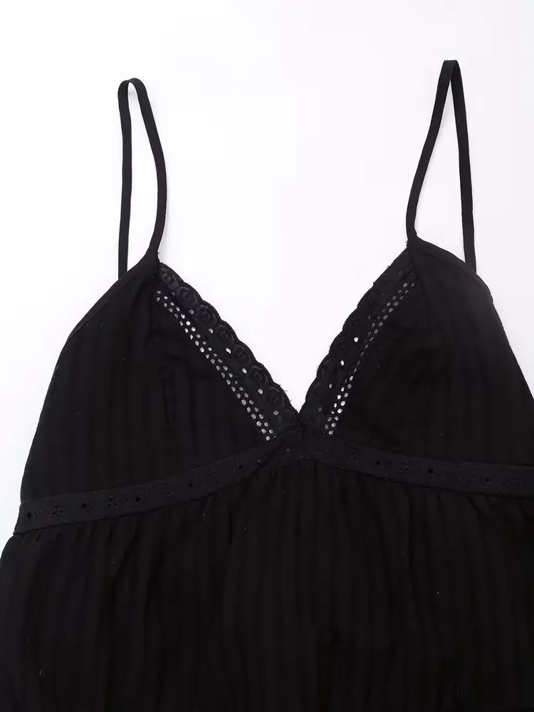 Autumn Product Womens Clothing European And American Style Casual Cotton Comfortable Strap Black Backless Top 250515