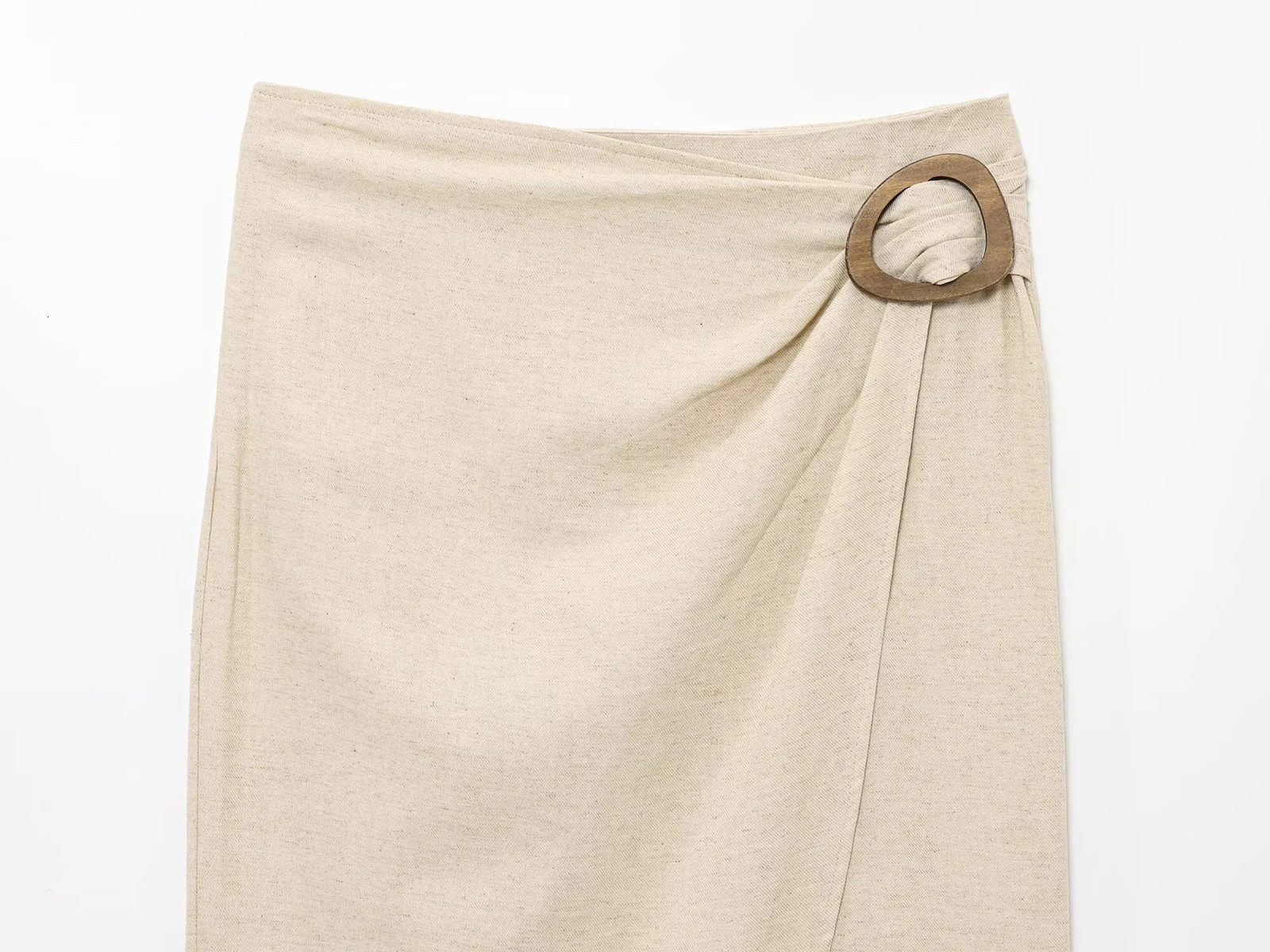 Korean Style Summer Product Fashionable Temperament Linen Blend Pleated Lapel Sleeveless Top Buckle Skirt Set 250515
