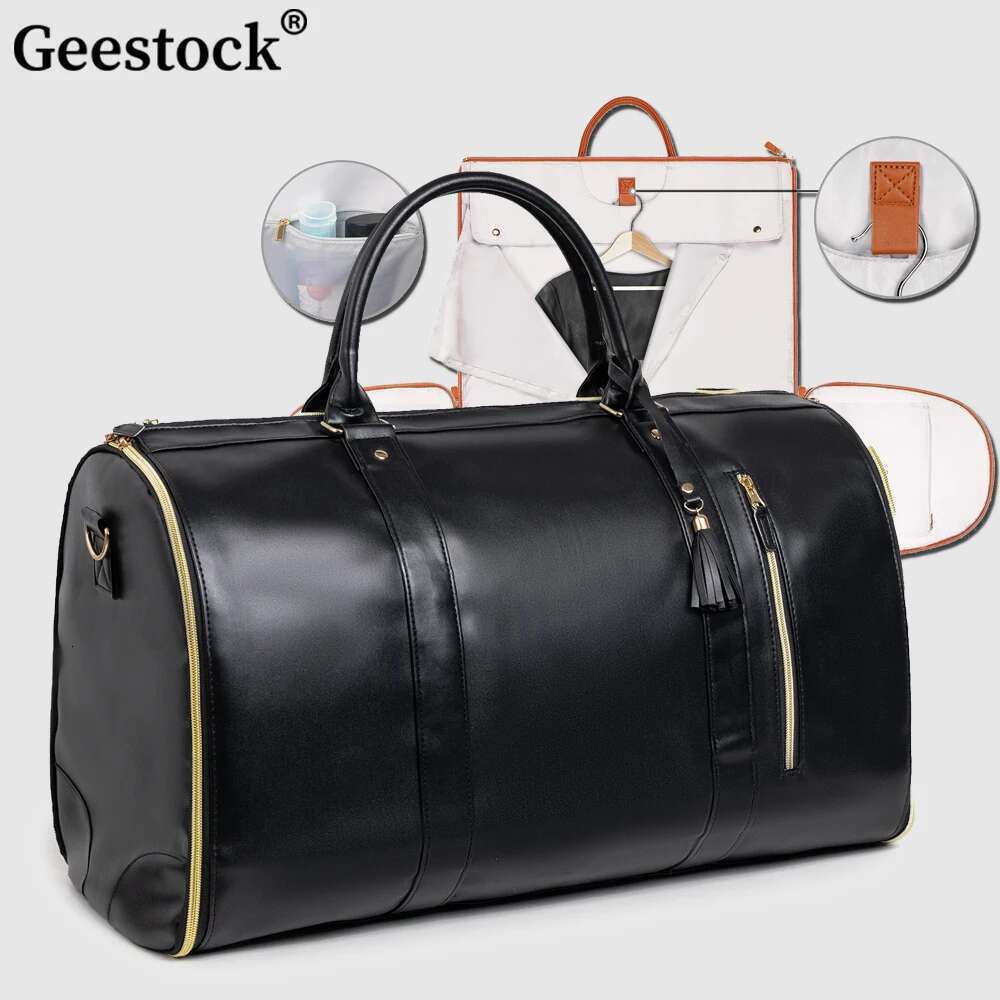 Geestock Folding Suit Storage New PU Bag Large Waterproof Travel Suitcase For Women Sport Outdoor Weekend Bag Handbag