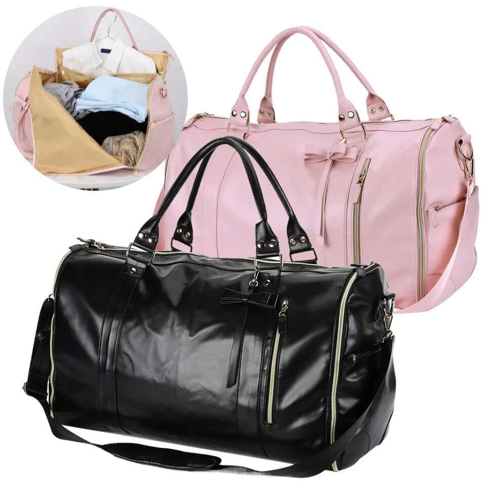 Convertible Garment Large Capacity Suit Travel Foldable PU Leather Duffle Bag for Business