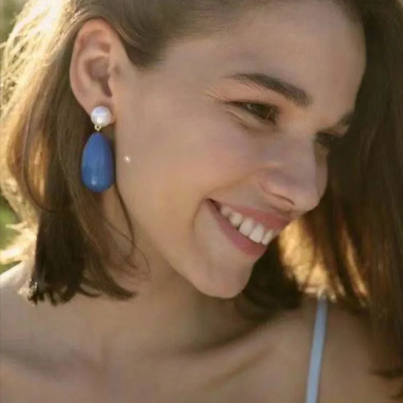 Colored enamel waterdrop dangle earrings for women colorful long earrings summer beach holiday dopamine jewelry 250514