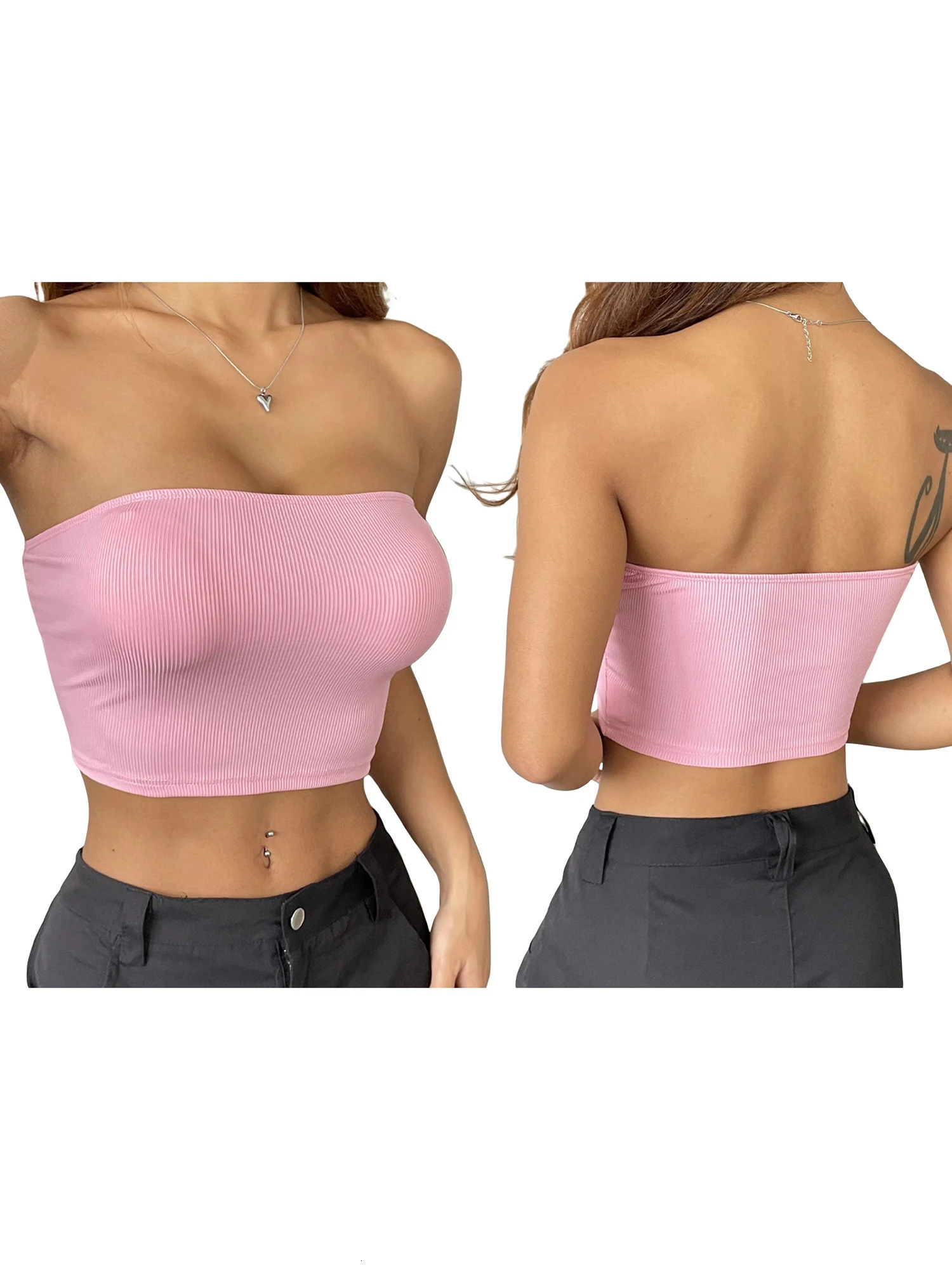 Sexy Off Shoulder Ruffle Crop Top Womens Sleeveless Tube for Beach Vacation or Night Out Clubwear Party 250515