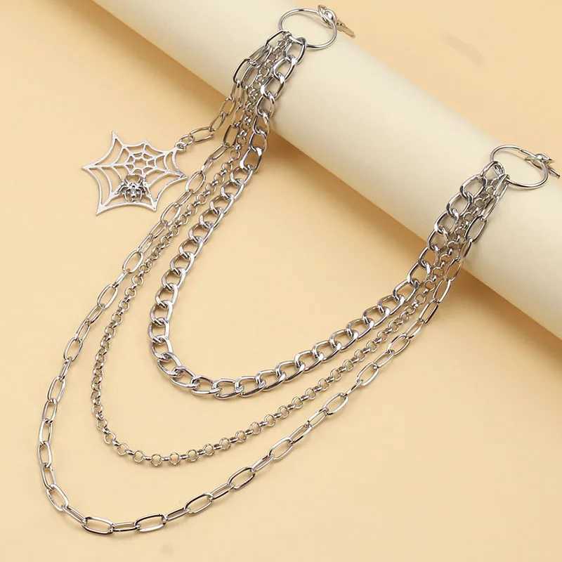 Fashion Punk Metal Pants Chain Hip Hop keychain Spider Web Pendant Jeans Chain for Men Women Accessories Gifts Y250515