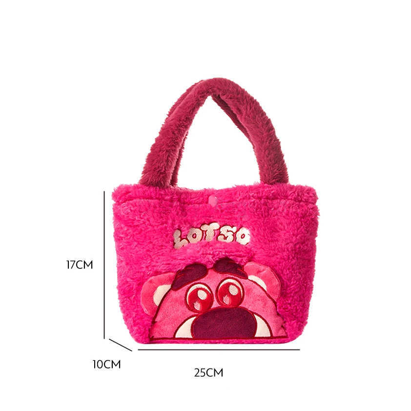 Disney Plush Handbag Bag Kawaii Strawberry Bear Mickey Stitch Cartoon Anime clutch bag Cosmetic Travel Storage Bags Girls GiftXJ250515