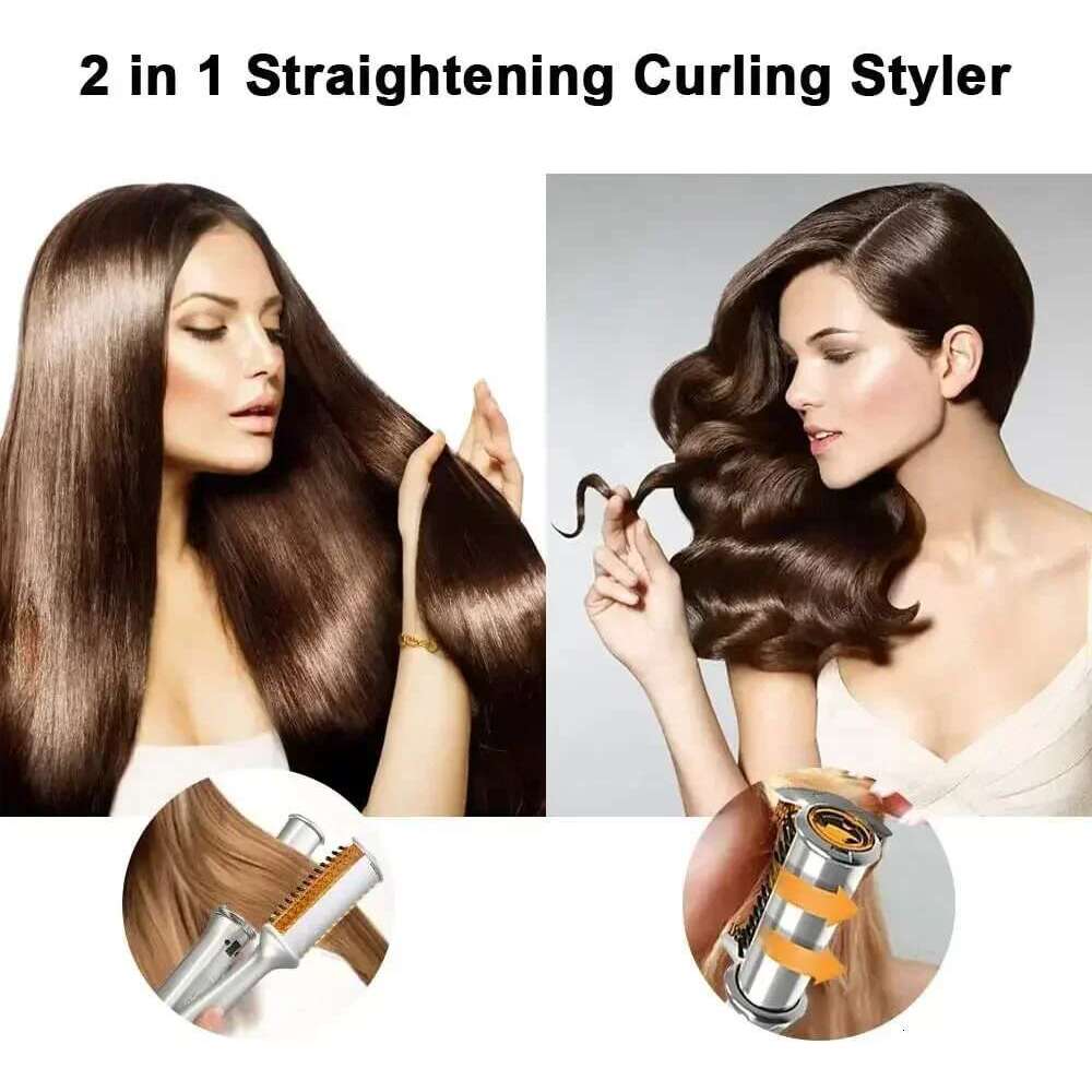Rotating Curler Iron Wet And Dry Electric Hot Heating Comb Straightener For Wig Gradient Hair Straight Styler