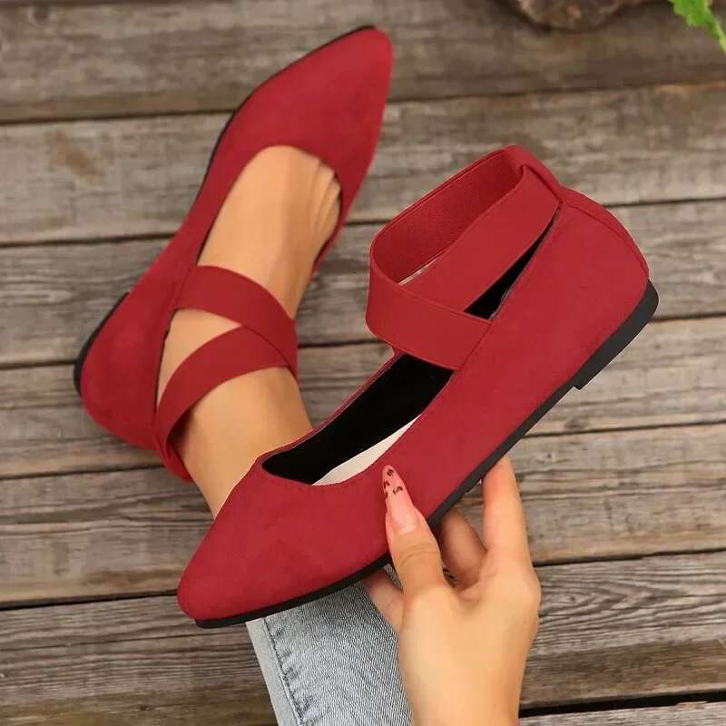 Womens Ballet Sandals Strap Non Slip Ankle Elastic Belt Cute Ballerina Ladies Elegent Flats Heel Shoes
