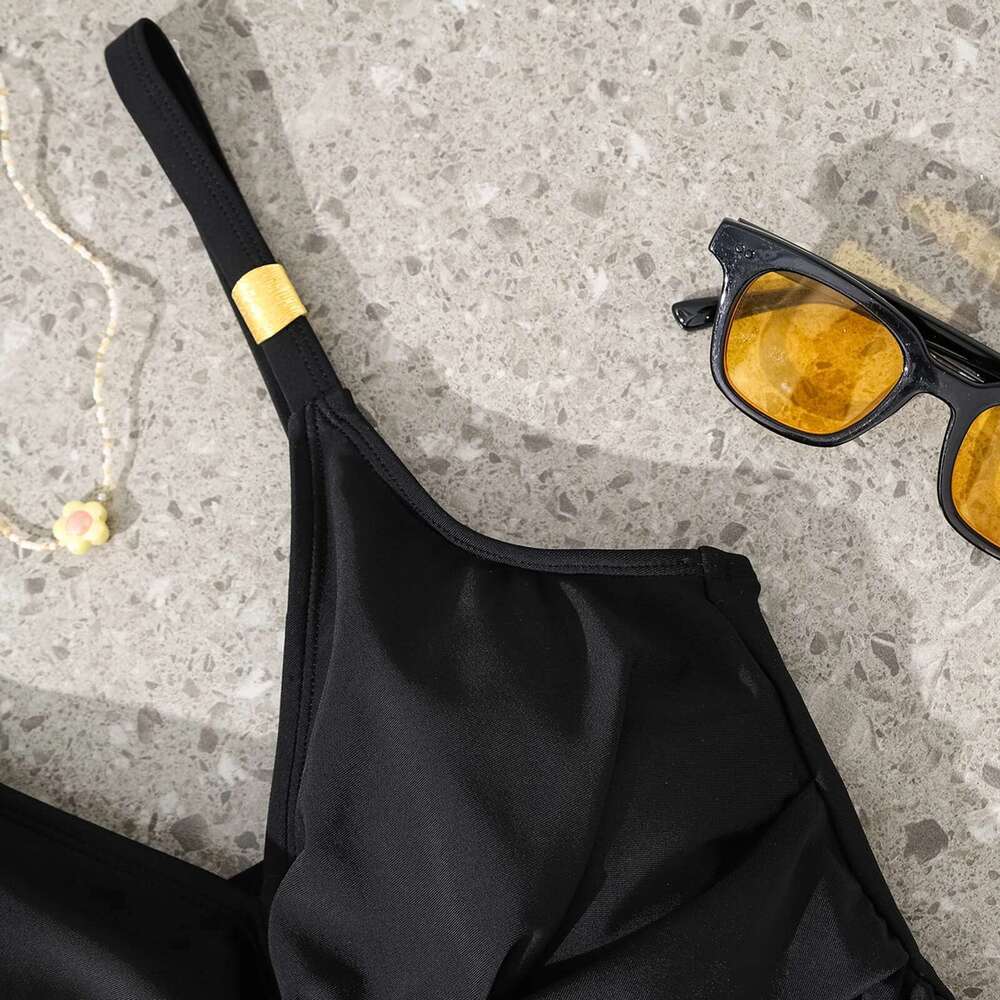 Women Summer Tankini Swimsuit Dress Solid Sleeveless Bikini Bathing Suits Female V-Neck High Waisted Skirt Beachwear Monokini