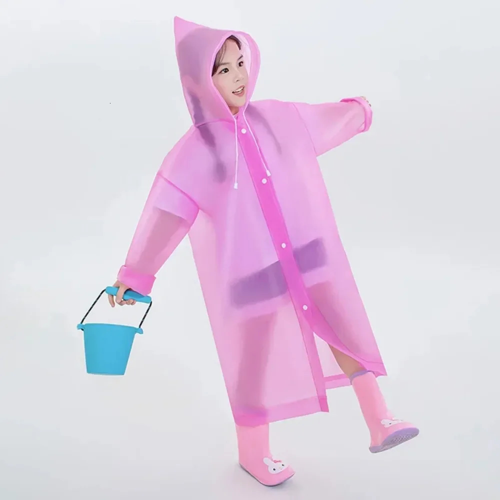 Solid Color Kids Raincoat Outdoor Waterproof Children Rain Poncho EVA Hoodie Rainwear Student Rain Coat Folding Kids Rain Coat 250515