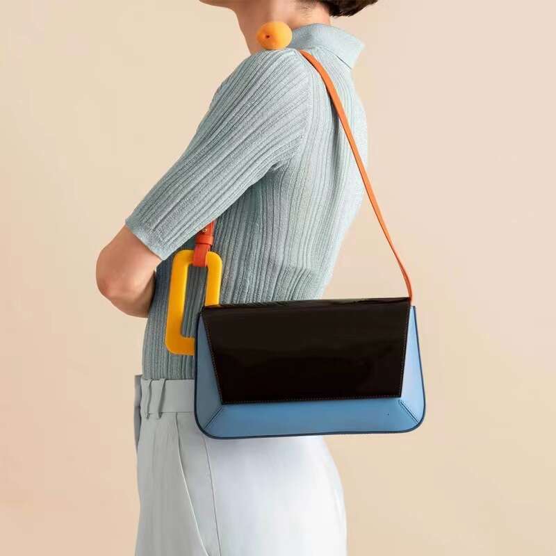 2025 Summer New Niche Design shoulder bag Fashionable And Simple Single Shoulder Trendy Armpit Bag Spliced Contrasting Color Women's Bag