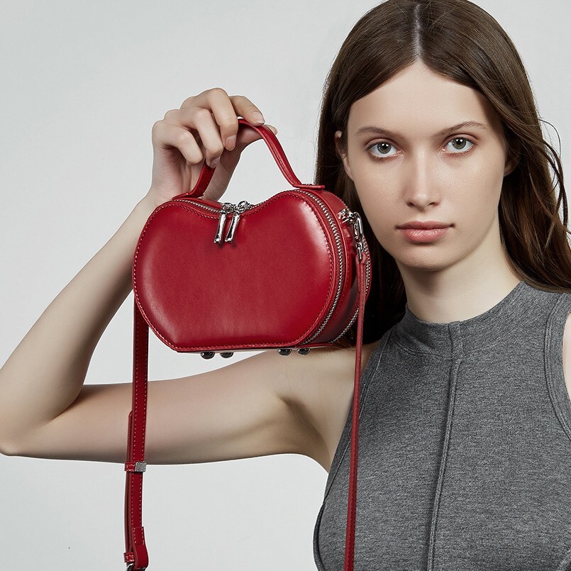 2025S designer niche fashion handbag women genuine leather red apple armpit shoulder crossbody shell bag