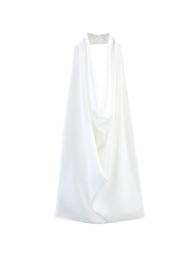 TFMLN Elegant Womens Halter Tops White Vneck Backless Fashion Lady Summer Casual Sleeveless Streetwear 250515