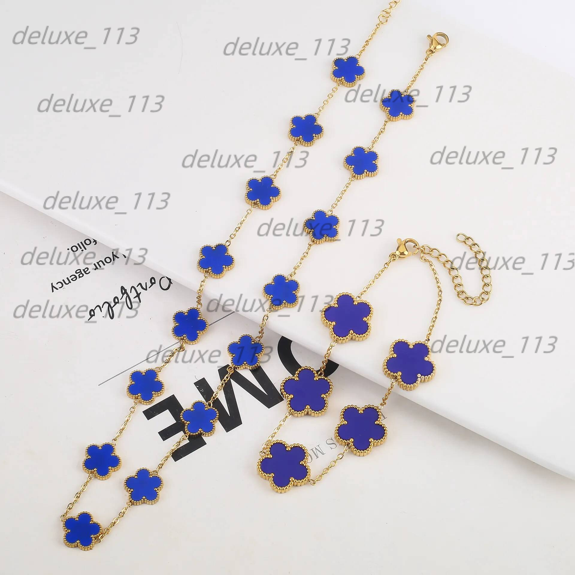 Set Gold Plated Necklace Pattern Jewlery For Women Designer Jewelry Clover Bracelet