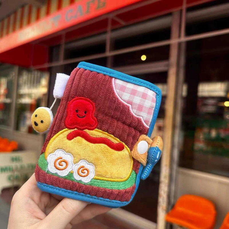Cute Canvas Wallet Short Zipper Compact Folding Denim Corduroy Card Bag Handbag Embroidered High Beauty 250514