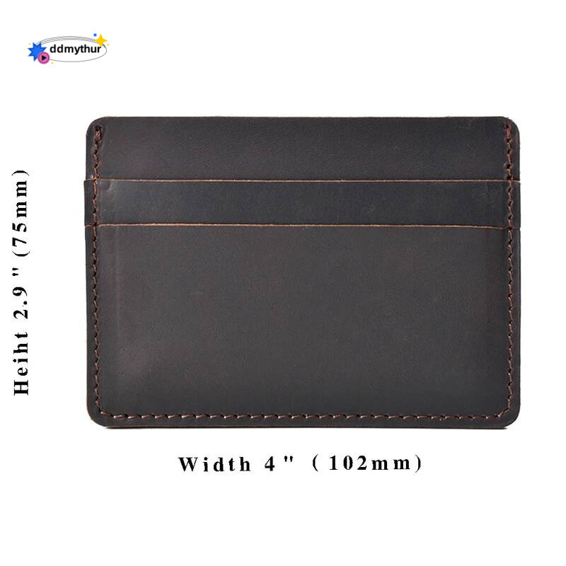 Classic Vintage Crazy Horse Card Holder Genuine Leather Business Wallet Men Perfect for Credit Cards and IDs ddmythur