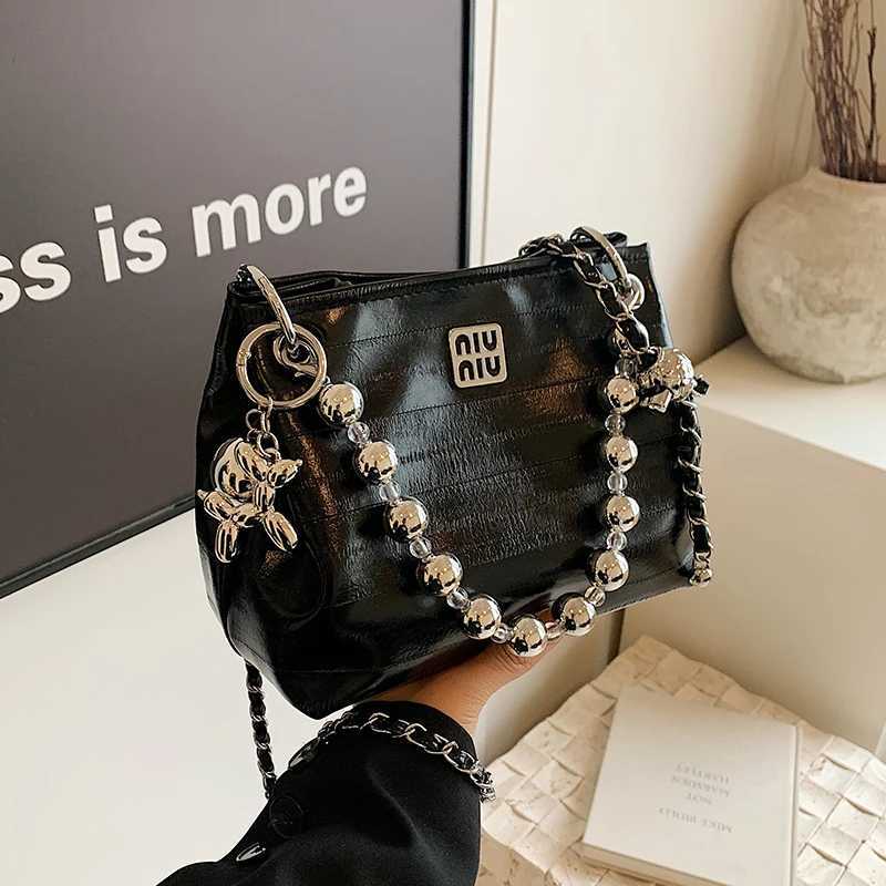 New 2025 Womens Bag Fashion Silver Handbags Metal Chains Shoulder Crossbody Bag Exquisite Bucket Bag Designer Luxury Brand BagXJ250515