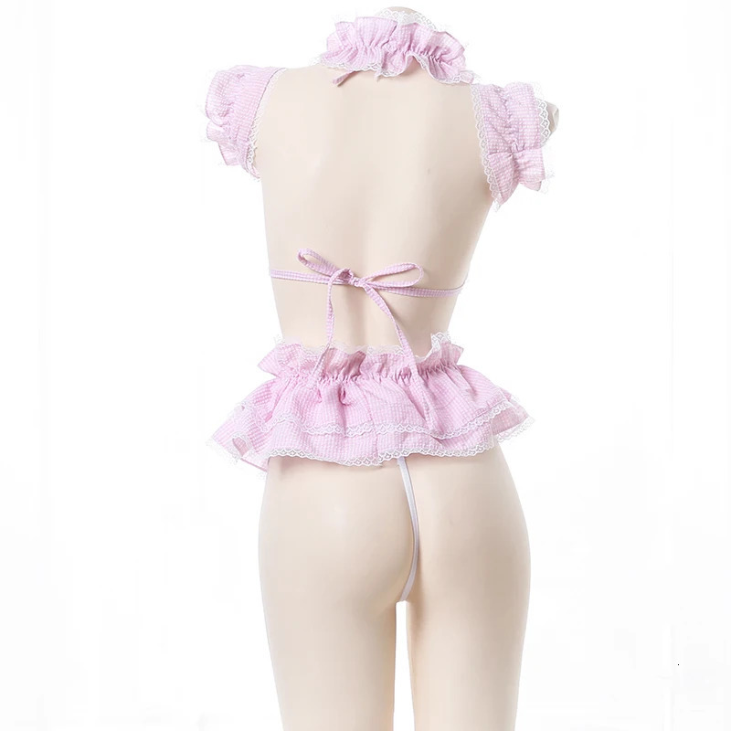 Japanese Lolita Cute Maid Uniform Kawaii Anime Sexy Bunny Girl White Pink Anime Role Play Lingerie Outfits Underwear 250515