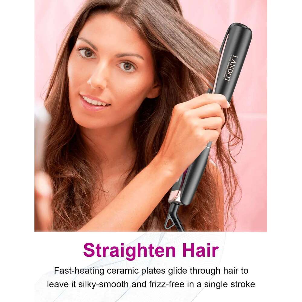 Landot Straightening Curling Iron Combo for Curl Wave Straighten Women Hair - 1 Inch Dual Voltage HS168 | landot