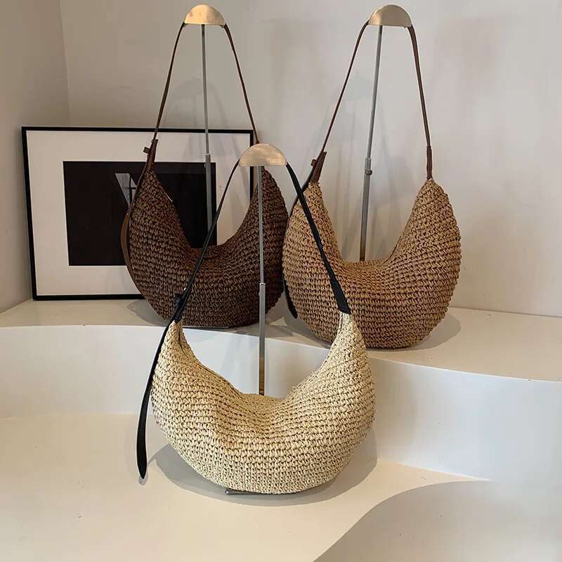 Forest Lazy Style Crossbody Bohemian Handmade Grass Bag Leisure Vacation Beach Women's Woven Dumpling Bun
