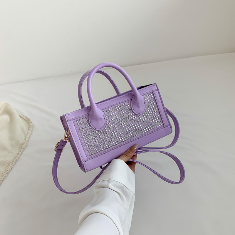 High quality Korean style women's spliced hot stamping simple handbag, fashionable single shoulder slanted small square bag, brand new free deliv