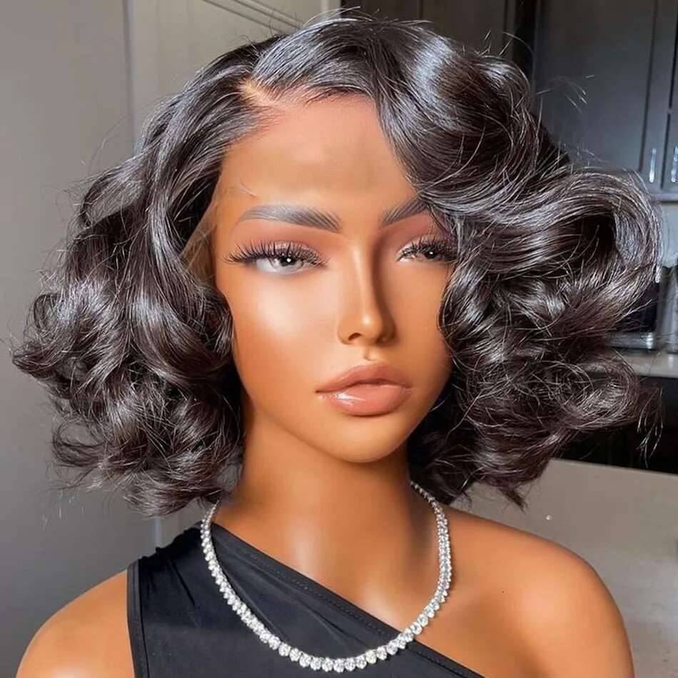 Mossily 300 Density Body Wave Short Bob Human Hair 13x4 13x6 Transparent Frontal 5x5 Hd Lace closure Wig PrePlucked