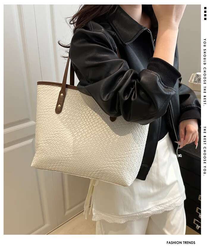 2025 New Woven-Texture Tote Bag Women, Large Capacity Work Shoulder Bag, Stylish Boho Crossbody Purse For Commute & Travel