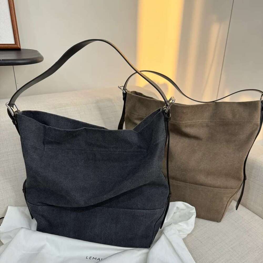 Tote Bag Spring New Jennie Same Style Lemai E Canvas Large Capacity Tote Commuter Single Shoulder Crossbody Bag KQ