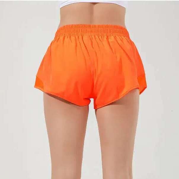 091-Hot Low Rise Breathable Quick-Dry Yoga Shorts Built-in Lined Sports Short Hidden Zipper Side Drop-in Pockets Running Sweatpants with Continuous Dr