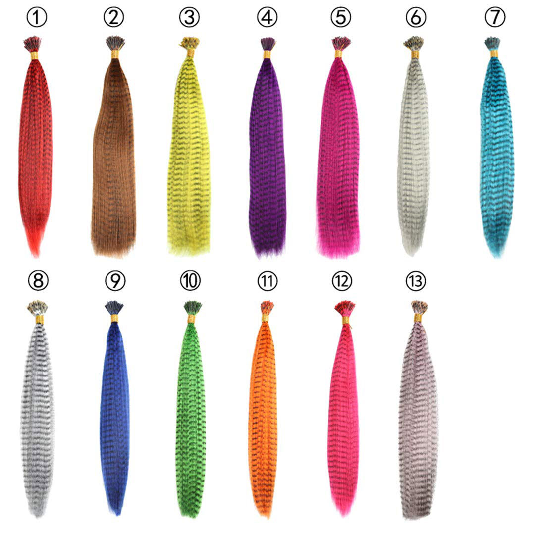 LeeWin 100pcs 16" Synthetic Feather Hair Mixed Color Feather Extensions I-tip Pre-bonded Hair Extensions Colorful Hair Feathers Extensions Long S