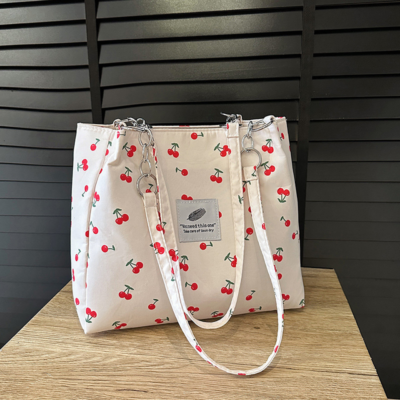 Free Delivery Designer Bag Fashion Fresh Cherry Printed Tote 2025 Winter Large Capacity Elegant Versatile Women's Bag Luxury Bag