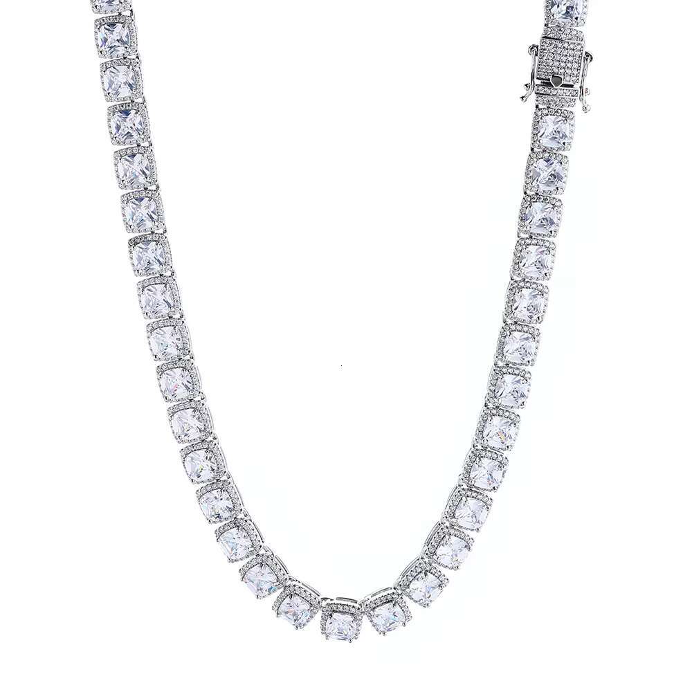 10mm Rock Candy Diamond Chain S925 Silver Hip Hop Square Moissanite Necklace for Men Gold Plated