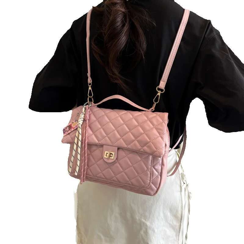 Top Quality Brand Free Delivery Designer Bag Three purpose Grid Backpack Solid Color New Women's Soft Leather Fashion Multi functional Shoulder B