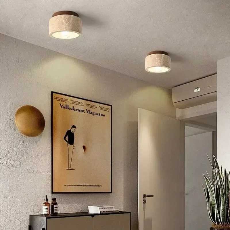 Modern Travertine Stone Ceiling Lamp Hallway Foyer Bedroom Corridor Flush Mounted Staircase Indoor Lighting Fixture Home Decor Z250515