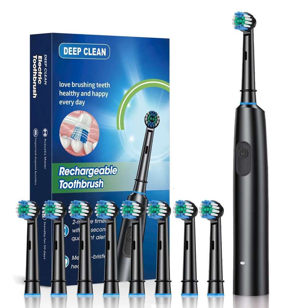 NEW 2025 Rotating Electric Toothbrush for Adults 5 Modes, USB Charger 8 Brush Heads Rechargeable