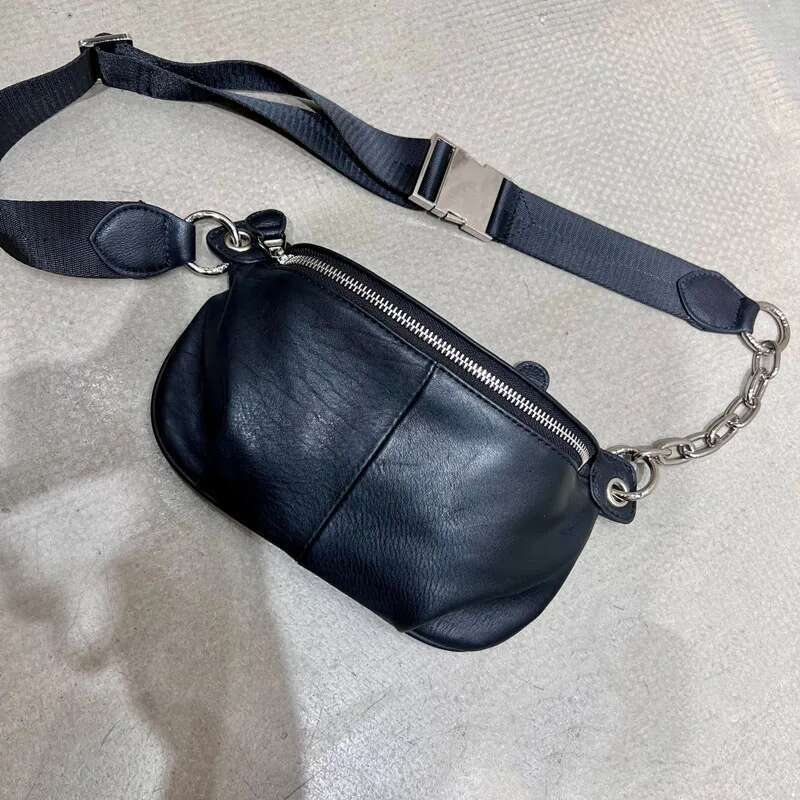 Natural Crossbody For Women Real Genuine Leather Shoulder Bag Vintage Solid Color Designer Female Travel Chest Bags