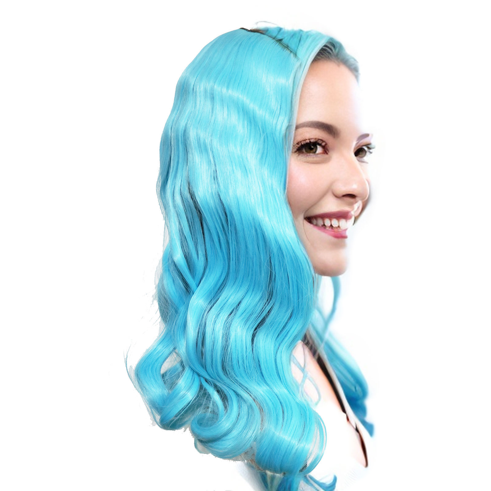 Synthetic Long Wavy 5 Clip In Hair Extensions 22Inch Synthetic Fiber Heat Resistant Hairpiece Black Pink False Hair Daily Use