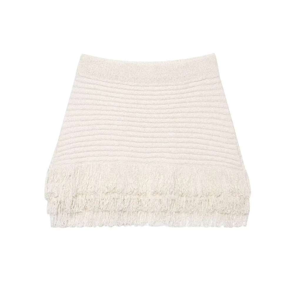 Tassels Knitted Hollow Out Cardigans Skirt Suits Women Single Breasted Lapel Top Mini Skirts Sets Female 2025 Spring Chic Outfit