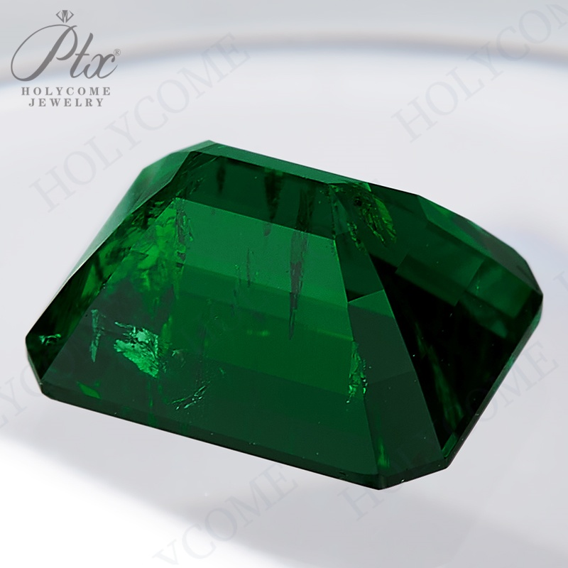 Lab Grown Zambian Emeralds Loose Colombia Emeralds Hydrothermal Hand Cutting Emerald Cut With Cracks Inclusions Inside Charms