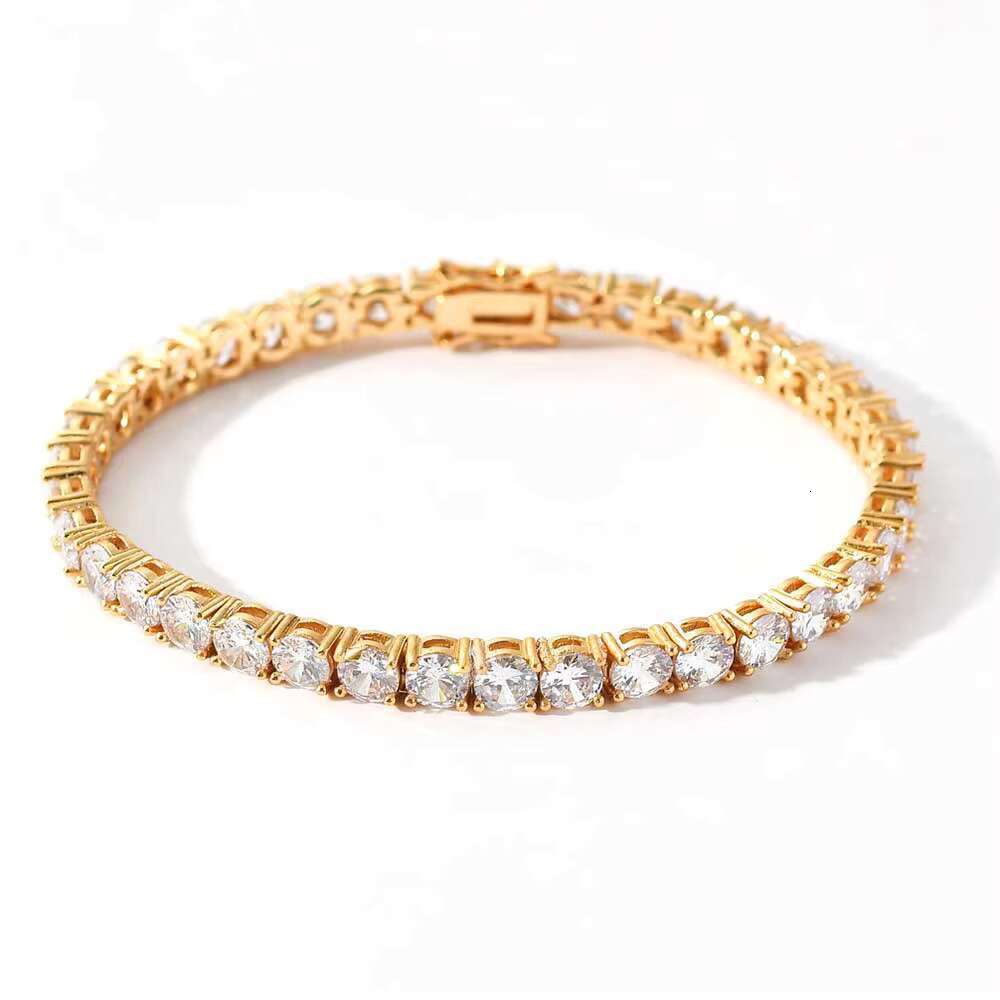 NUOYA Pass Diamond Tester Moissanite Tennis Chain Iced Out Round Brilliant Cut 925 Silver Tennis Chain Necklace Women Jewelry