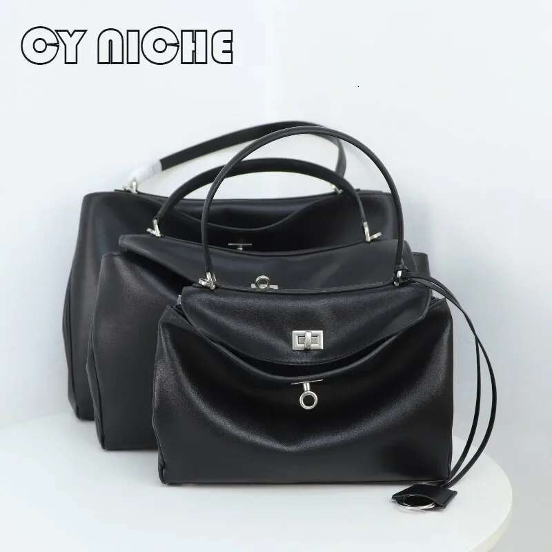 CY Niche2025genuine Leather Women's Tote Lazy Rodeo Briefcase Handbag Underarm Large Capacity Crossbody Shoulder Bag