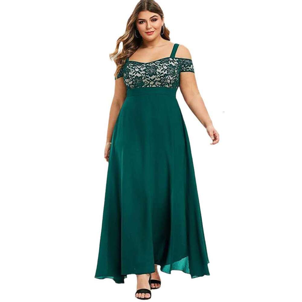 Plus Size Dresses for Woman Elegant Devise Dress Designer Tender Vestidos Festival Skirt Spring summer Large One Shoulder Flower Lace Strap Chiffon Dr