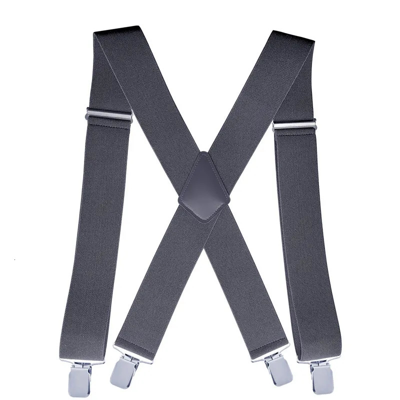 Mens Suspenders Wide X-Back Adjustable Solid Straight Heavy Duty Clip Suspenders for Work Jeans 250515