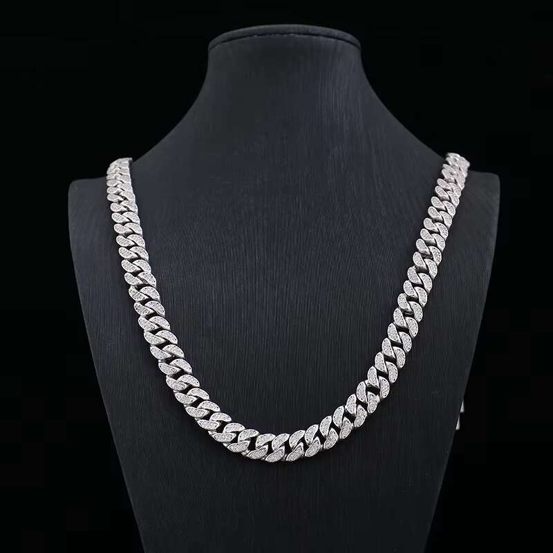 Moissanite Trendy Women Design Jewelry Wave Cuban Chain Necklace Gift Chain Party