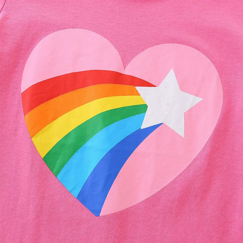 Little maven Kids Clothes Tops Korean Teenagers Baby Girls Blouses T-shirt Cartoon Hearts Rainbow Cotton Tops Chidlren 250515
