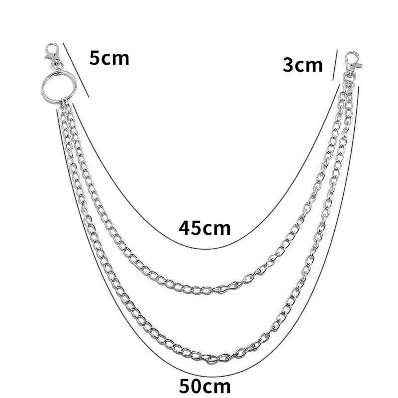 Metal Belt Chain HipHop Rock Punk Hook Trousers Pants Waist Link Metal Wallet Chain Keychain Ring Clip Keyring Jewelry Y250515