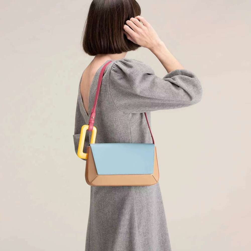 2025 Summer New Niche Design shoulder bag Fashionable And Simple Single Shoulder Trendy Armpit Bag Spliced Contrasting Color Women's Bag