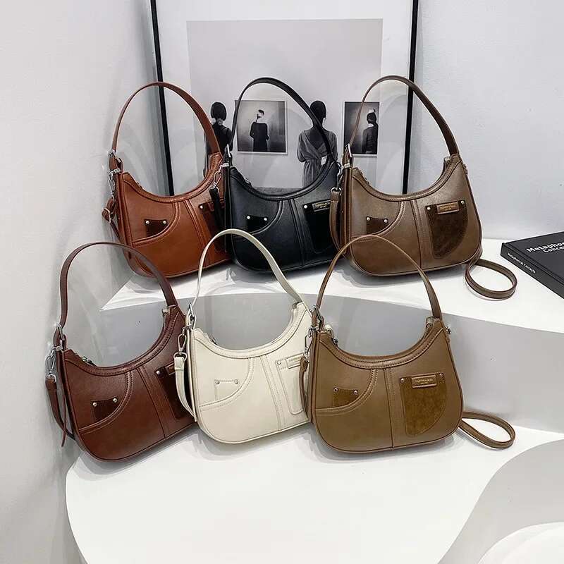 2025'S Hottest: Women's Textured Retro Solid Color Crescent Shaped Shoulder/Underarm Bag Fashion Forward And Ultra - Practical
