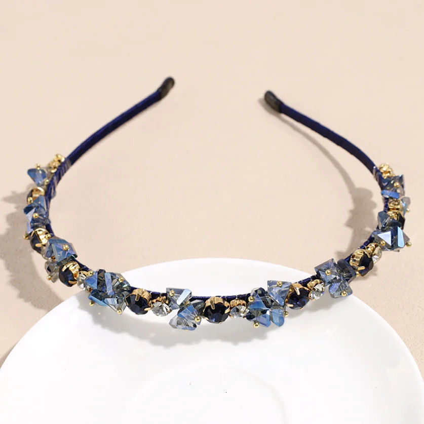 Fashion Crystal Bezel Headwear Women Headband Girls Vintage Hair Bands Hairband Hoop for Wedding Party Hair Jewelry Accessories 250509