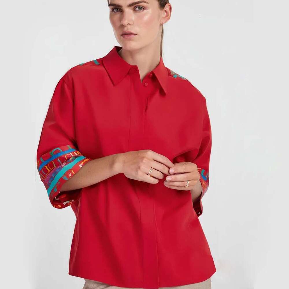 CHCH Shirt 2025 Summer New Red 3/4 Sleeve Top For Women's Commuting