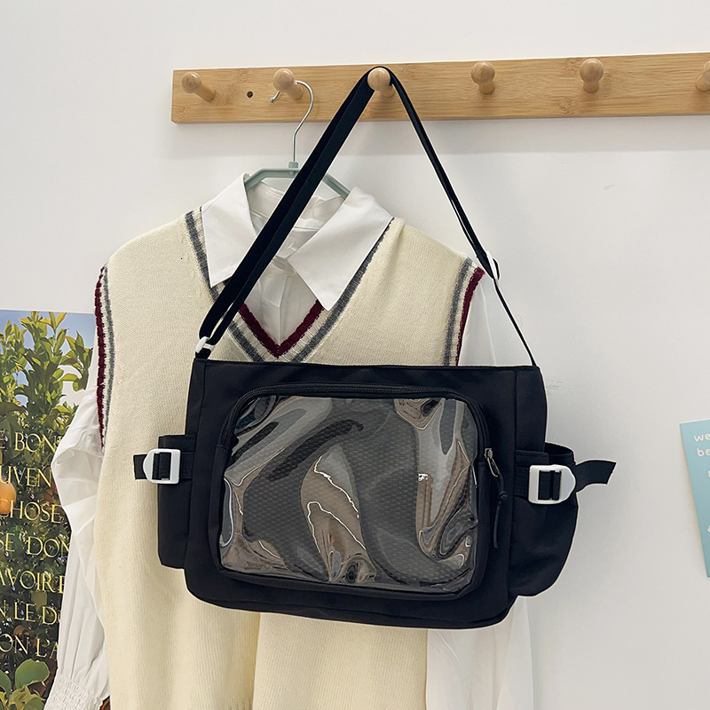 Free Delivery Designer Bag Ins Transparent 2025 Makeup Class Large Capacity College Student Girl Versatile Crossbody Cute Mailman Luxury Bag