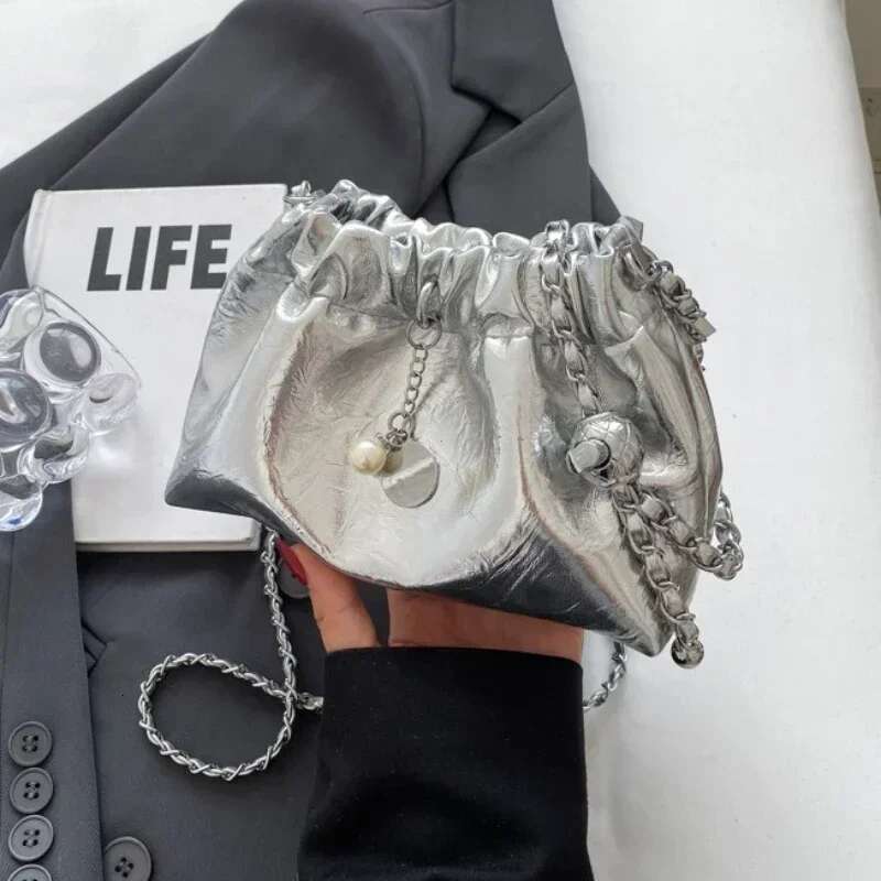Y2k Women 2025 New High Sense Shoulder Summer Chain Fashion Bucket Bag Messenger Bags Purses Handbags